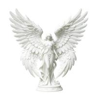 3D spausdinta angelo figūrėlė su dideliais sparnais, balta matinė angelo statula, estetiška minimalistinė white