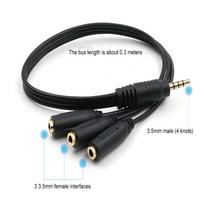 3,5 mm 3 krypčių prievadas Aux Daugialypis ausinių ausinių garso skirstytuvas adapteris 3,5 mm lizdas HUB Skirstytuvas Kabelio ilgintuvas 1 vyriškas į 3 moteriškus