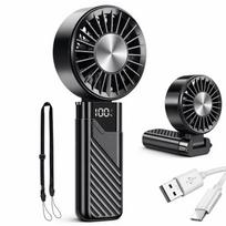 3-in-1 Rechargeable Portable Fan USB-C Foldable Pocket Fan Neck Fan 4 Speeds Battery Display Phonillico® juoda