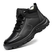 Nauji odiniai žygio batai su kailiu vyrams Lauko neslystantys šilti sportbačiai su vilnos pamušalu Vyriški žieminiai aukštakulniai verslo batai Ankle Booties vyrams 38 black