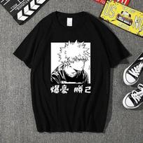 Anime My Hero Academia Bakugou Katsuki laisvalaikio vasaros Harajuku laisvi marškinėliai, skirti unisex / moterims L white