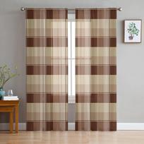 Rudos languotos permatomos užuolaidos svetainei, miegamajam, namų dekorui, virtuvės tiulis langams, voile užuolaidos 135W x 114H(cm)
