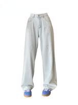 Women Blue Jeans with Heart Baggy Vintage Aesthetic Diamonds Cowboy Pants Harajuku Wide Denim Casual Y2k 2000s Trashy Clothes S mėlyna