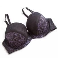 Large Breast Sexy Lace Thin Section of Large Underwear Fat Plus Large Size Gathered Bra 34/75 juoda