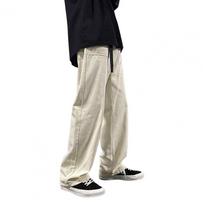 Vyriškos Cargo Kelnės Laisvos Vienspalvės Vintažinės Japoniško Stiliaus Aukštosios Gatvės Stiliaus Plačios Kojos Tiesios Kojos Kišenės Streetwear Lauko Kelionė M smėlis