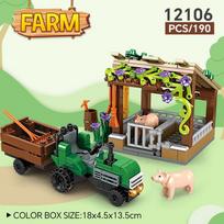 Farm Series Cattle And Horse Shed Small Particle Farm Wheat Garden Building Block Scene Assembly green