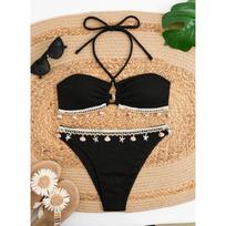 Sexy Bikini Shell Pendant Neck Strap Pure Color Swimming Suit Women's Bikini New Style Female Swimwear S juoda
