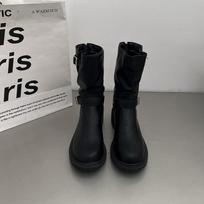 Black American retro thick heel Martin boots women's 2025 new summer versatile heightening mid-tube boots 35 juoda