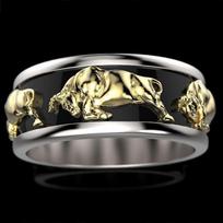 Jaučio žiedo Egipto Jaučio Zodiako Ženklas Dvigubo Atspalvio Padengta Derva Unisex Sužadėtuvių Žiedas Vyrams Moterims no. 9 white