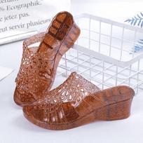Nauji vasariniai sandalai Moteriški krištolo želė batai paplūdimio batai plastikiniai permatomi batai moteriški sandalai PVC želė sandalai 36 ruda