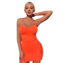 2 vnt./rinkinys Karštos merginos suknelės ir kelnaičių rinkinys V formos iškirptė Vienspalvis Bodycon Kūną aptempiantis Plonos petnešėlės Vidutinis juosmuo Tamprios Žema iškirptė Slim Fit 4XL oranžinė