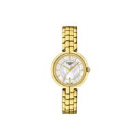 Tissot Flamingo serijos kvarcinis mechanizmas atsparus vandeniui datos rodytuvas kasdienis retro mados laikrodis moteriški laikrodžiai baltas auksas T094.210.33.111.00 White Dial beige