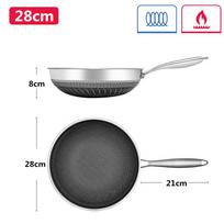 316 Stainless Steel Wok Pan Nonstick Honeycomb Wok Pan Large Deep Stir Frying Pan Skillet With Handle Induction Compatible JT560