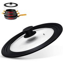 LMETJMA Universal Lids for Pots Pans and Skillets Kitchen Pot Lid With Heat Resistant Silicone Rim and Tempered Glass JT526