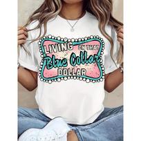 [Summer] Blue-collar Life, Live the Blue-collar Spirit Printed T-shirt, High-quality Outdoor Top 3XL balta
