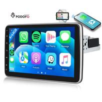 Podofo 10.1'' 4+64G 8 Core 1 Din Android Car Stereo Radio with Rotating Screen Wireless CarPlay/Android Auto/GPS/WiFi/FM/RDS/BT 10.1'' 64 g 4 g