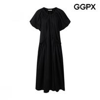 Ggpx Banded V Neck Flare Volume Dress  Gq5op010f blacks/F