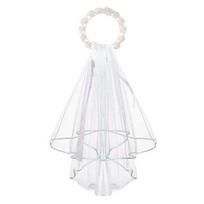 Puffy Bride Bridal Veil Artificial Flower Wreath Headband Lace Up Party Accessory Wedding Photo balta