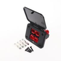 1 Set Twin Dual Flush Mount Bracket Plug Connector Flush Mounts 50A 600V For Electric Vehicles Power Distribution Red plug