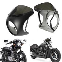 Retro juodas motociklo priekinio žibinto gaubtas deflektorius dangtelis Matte Black with Black Glass