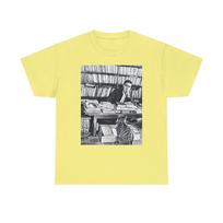 Yukio Mishima and Cat Graphic Print Short Sleeve Unisex Heavy Cotton Art Tee Shirt 4XL