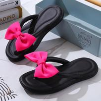 Women's Bowknot Flip Flops: Thick-Soled, Non-Slip, Fashionable Outdoor & Home Slippers 38-39 juoda