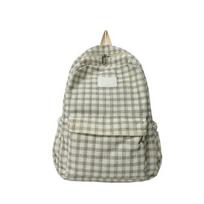 Didelės talpos kuprinė paaugliams, veliūrinė, languota, dienos kuprinės, studento mokyklinė kuprinė, Harajuku kuprinė, kelioninė kuprinė kasdieniam naudojimui balta
