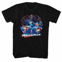 Mega Man Collage Black Adult T-Shirt S
