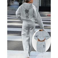 Women's Pullover and Wide Leg Sweatpants Set Are Fashionable and Comfortable Streetwear, Perfect for Autumn and Winter Women's Clothing S pilka