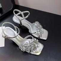 Luxury Rhinestone Transparent Platform Sandals Women Open Toe Summer Slingback Party Dress Shoes Crystal Bow High Heels 35 sidabras