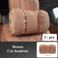 BGM3  Luxury Nappa Leather Car Neck Pillow and Seat Pillow Soft Car Headrest Waist Pillow Seat Accessories Car Headrest and Lumbar Set