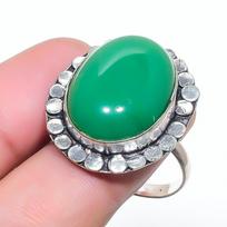 Natural Green Onyx Gemstone 925 Sterling Silver Jewelry Ring Size 9.5 AR-17015