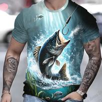 Fishing Fish Print T-shirt Men Fashion Casual Outdoor Sports Short Sleeve Tops Tees Clothes camiseta Kids S