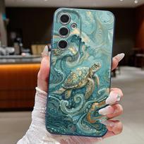 Vėžlio Žuvies Spausdinimo Dėklas Skirtas Samsung A57 A37 A17 A56 A36 A16 A55 A35 A15 A54 5G S21 FE S22 S23 S24 Plus S25 S26 Ultra Odos Tekstūros Silikoninis Dangtelis Samsung A16 5G mėlyna