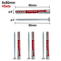 4Sets Plastic Nylon Expansion Screw Drywall Drilling Plug  for Hollow Brick Foam Wall 4Sets 8x80mm