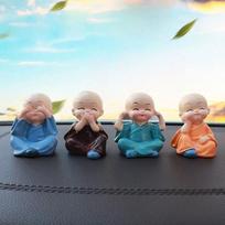 4Pcs/Set Car Ornaments Resin Monks Maitreya Buddha Kung Fu Figure Doll Gift Auto Dashboard Decoration Pendants Charms