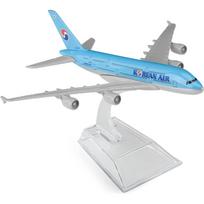 16cm A380 Korėjietiškas lieto metalo lėktuvo modelis - A380 Sky Jumbo su stovu aviatorių gerbėjams, dovanai ar dekoracijoms mėlyna