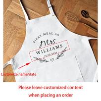 Personalized Mr Mrs Bride Groom Couple Apron First Meal Wedding Engagement Newlywed Bridal Shower Anniversary Christmas Gift 75x65cm