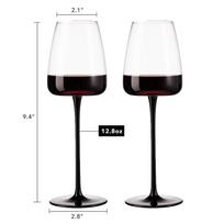 12.8(fl.oz) Pinot Noir taurė Krištolinė raudonojo vyno taurė Juodas tiesus plonas kotelis Taurė Gėrimo indai Namų baras Tinka dovanoms