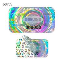 60/120/300Pcs Security Seal Tamper Proof Stickers Holographic Warranty Void Laser Label With Serial Number Adhesive Label 60PCS sidabras