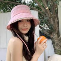 Cotton Fisherman Hat Sun Protection Panama Hat New Sun Cap  Travel rožinė