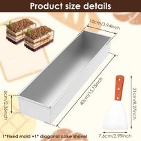 Rectangle Cake Pan Nonstick Tiramisu Pan Cake Baking Tray Mold Aluminum Alloy Tiramisu Dessert Making Mold with Detachable Edge