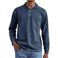 Men Long Sleeve Shirt Classic Fit Lightweight Soft Cotton Casual Top with Button Placket Collar for Everyday Wear L tamsiai mėlyna