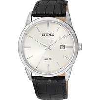 Citizen Quartz Stainless Steel Leather Casual Black Men's Watch, Frame, Band, Watch, (Model BI5000-01A) [Used]