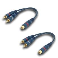 Cinch kabelio garso skirstytuvas, 15 cm(RCA Y laidas, 2 vnt., Mėlynas)