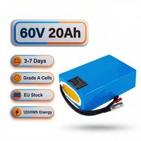 Vokietijos sandėlis 60V 20Ah Mėlyna stačiakampė ličio baterija su 2600mAh 16s7p Kinijos elementais, 50A BMS ir 3A XT60 jungtimi 60 V 20Ah