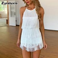 Vasaros moteriška su petnešėlėmis su kutų dizainu suknelė, seksuali mergaitės bodis atviru nugara suknelė XS balta