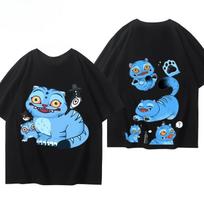kpop demon hunters witch hunters circumferential little tiger short sleeve t-shirt men and women summer casual clothing S