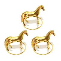 Standing Horse Napkin Ring Metal Horse Shaped Napkin Rings Gold Western Equestrian Napkin Buckle for Christmas Thanksgiving Banquet Party Table 3pcs auksinė