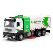 1/32 Miesto šlavimo mašinos modelis Žaislinis automobilis Metalinis lietas Sanitariniai šiukšliavežiai Garsas Šviesa Atitraukiamas Inžinerinis vaikams Mokomoji pramoga green